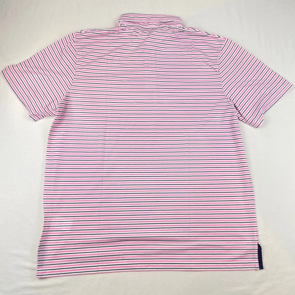 Ralph Lauren Pro Fit Mens XL Polo Shirt Pink Navy Blue Striped Short Sleeve NWOT